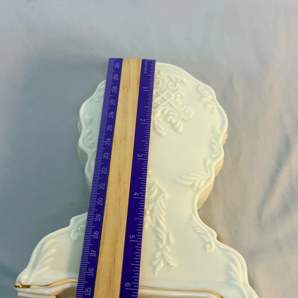 Formalities by Baum Bros Porcelain Mantel Clock Cream Gold Trim Roman Numerals